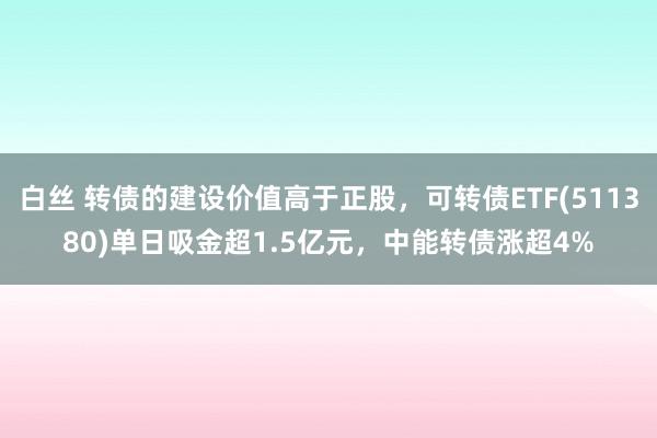 白丝 转债的建设价值高于正股，可转债ETF(511380)单日吸金超1.5亿元，中能转债涨超4%