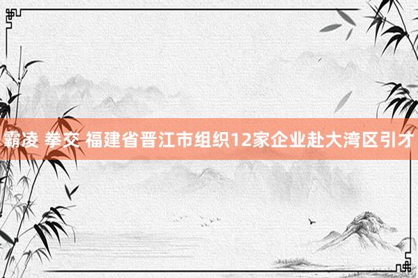 霸凌 拳交 福建省晋江市组织12家企业赴大湾区引才