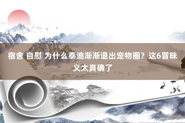 宿舍 自慰 为什么泰迪渐渐退出宠物圈？这6冒昧义太真确了