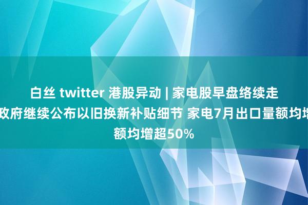 白丝 twitter 港股异动 | 家电股早盘络续走高 场所政府继续公布以旧换新补贴细节 家电7月出口量额均增超50%