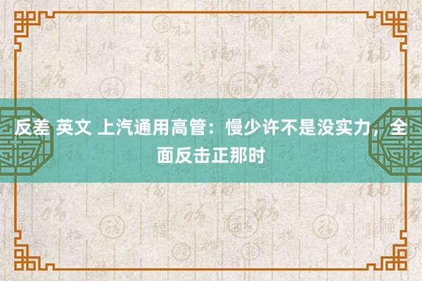 反差 英文 上汽通用高管：慢少许不是没实力，全面反击正那时