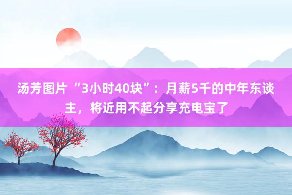 汤芳图片 “3小时40块”：月薪5千的中年东谈主，将近用不起分享充电宝了