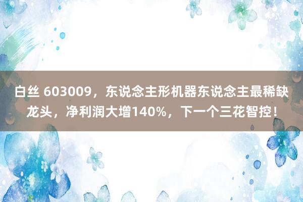 白丝 603009，东说念主形机器东说念主最稀缺龙头，净利润大增140%，下一个三花智控！