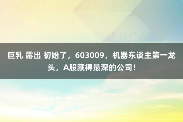 巨乳 露出 初始了，603009，机器东谈主第一龙头，A股藏得最深的公司！