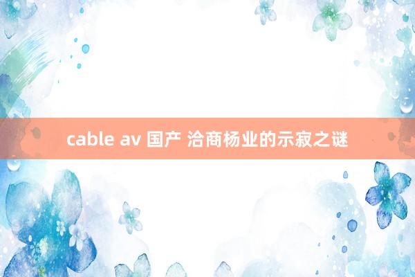 cable av 国产 洽商杨业的示寂之谜