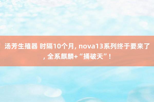 汤芳生殖器 时隔10个月， nova13系列终于要来了， 全系麒麟+“捅破天”!