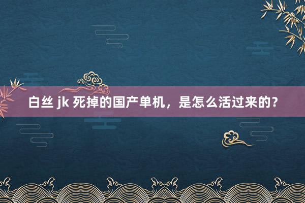 白丝 jk 死掉的国产单机，是怎么活过来的？