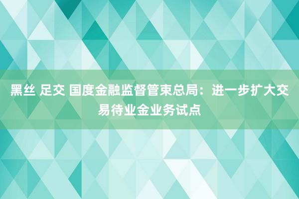 黑丝 足交 国度金融监督管束总局：进一步扩大交易待业金业务试点