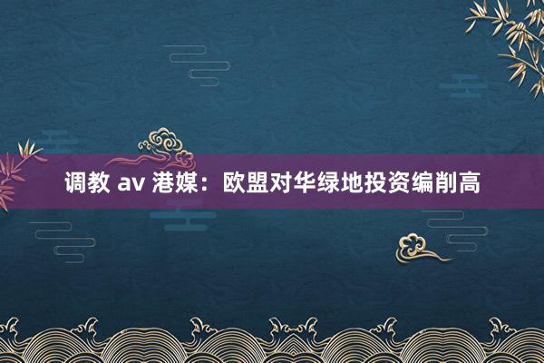 调教 av 港媒：欧盟对华绿地投资编削高