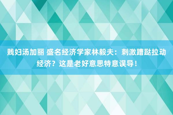 贱妇汤加丽 盛名经济学家林毅夫：刺激蹧跶拉动经济？这是老好意思特意误导！