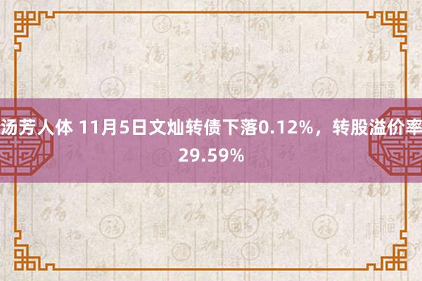 汤芳人体 11月5日文灿转债下落0.12%，转股溢价率29.59%