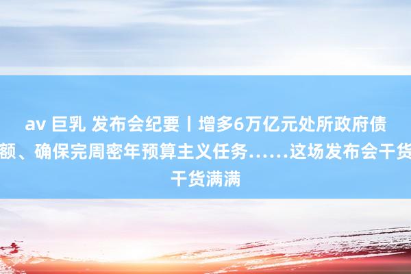 av 巨乳 发布会纪要丨增多6万亿元处所政府债务名额、确保完周密年预算主义任务……这场发布会干货满满