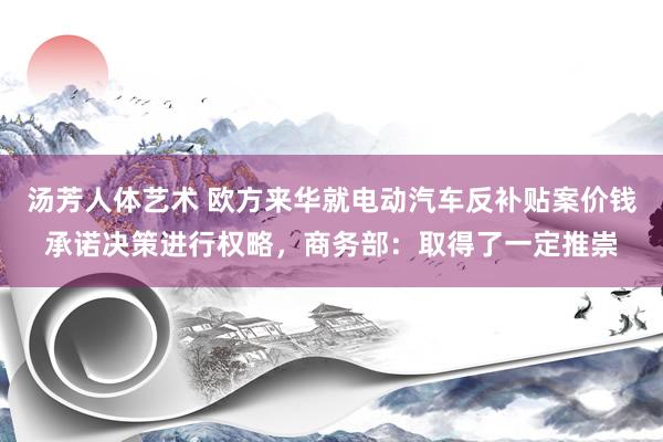 汤芳人体艺术 欧方来华就电动汽车反补贴案价钱承诺决策进行权略，商务部：取得了一定推崇