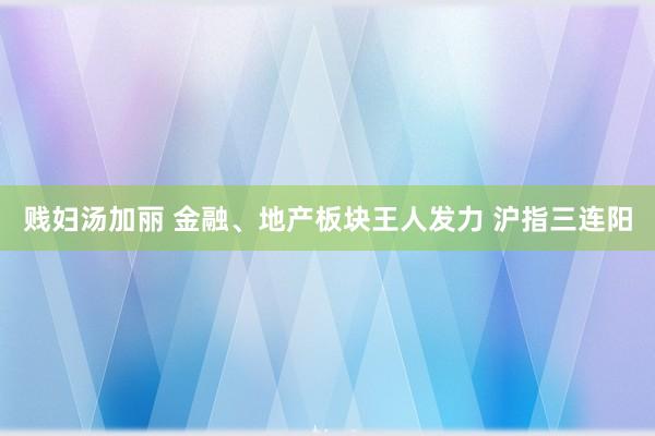 贱妇汤加丽 金融、地产板块王人发力 沪指三连阳