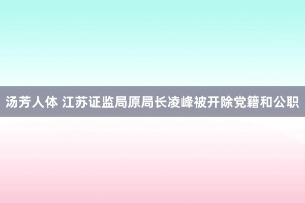 汤芳人体 江苏证监局原局长凌峰被开除党籍和公职