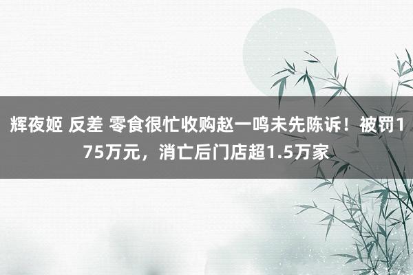 辉夜姬 反差 零食很忙收购赵一鸣未先陈诉！被罚175万元，消亡后门店超1.5万家