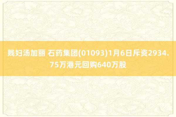 贱妇汤加丽 石药集团(01093)1月6日斥资2934.75万港元回购640万股