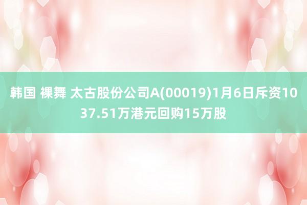 韩国 裸舞 太古股份公司A(00019)1月6日斥资1037.51万港元回购15万股