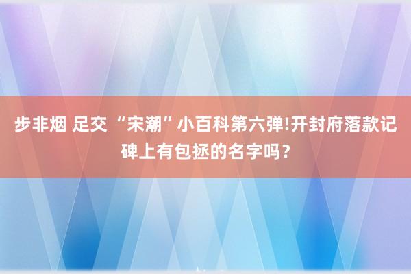 步非烟 足交 “宋潮”小百科第六弹!开封府落款记碑上有包拯的名字吗？