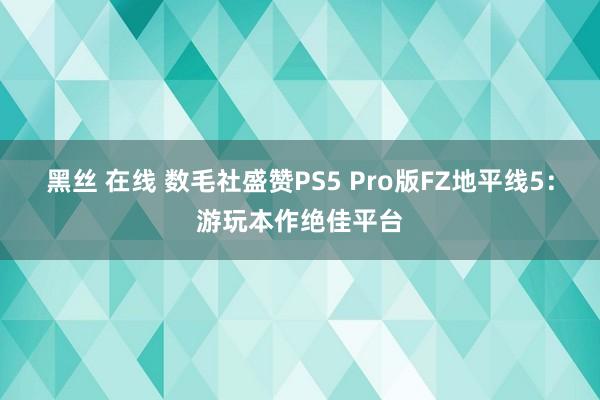 黑丝 在线 数毛社盛赞PS5 Pro版FZ地平线5：游玩本作绝佳平台